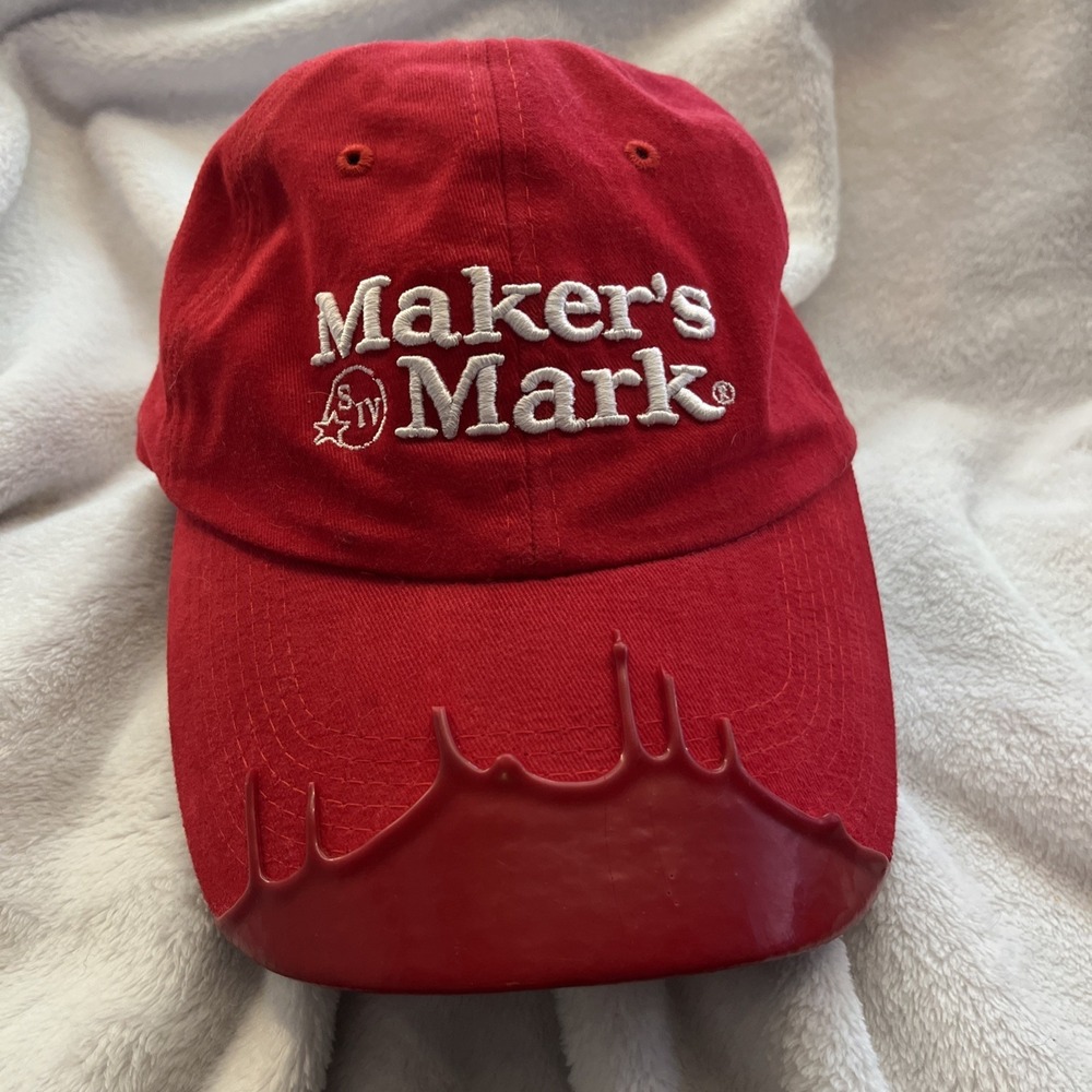 Maker's Mark Whiskey Logo Red Wax Dipped Adjustable Baseball Hat